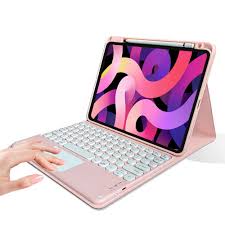 iPad Mini 6用タッチパッド付きキーボードケース (薄いピンク)