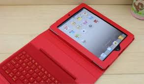 iPad用PUレザーケース付きBluetoothキーボード (レッド)