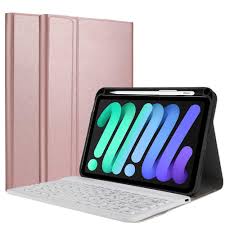 iPad Mini7 & Mini6 ケース付き Bluetooth キーボード (ローズゴールド)