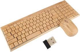 超薄型竹製ワイヤレスキーボードマウスコンボ